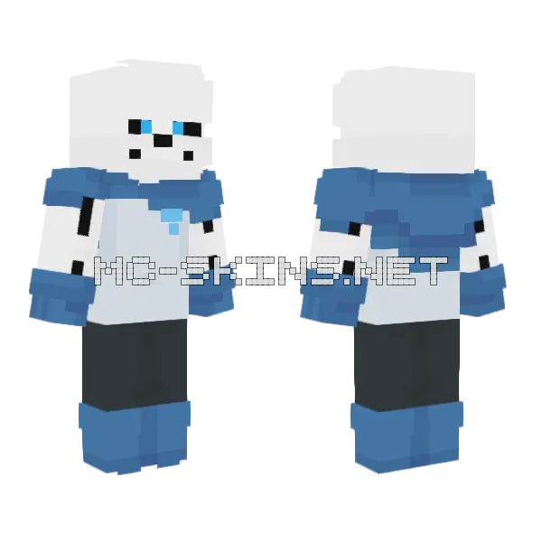 Underswap Sans Minecraft skin, front and back
