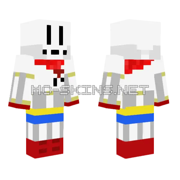 Undertale Papyrus Minecraft skin, front and back