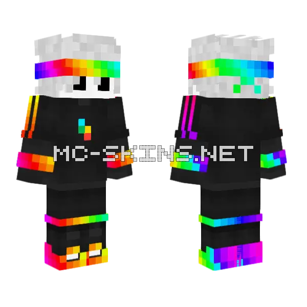 Unspoken Rainbow Glitch Minecraft skin, front and back