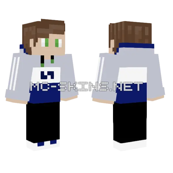 Upgraded Hoodie Boi Minecraft skin, front and back