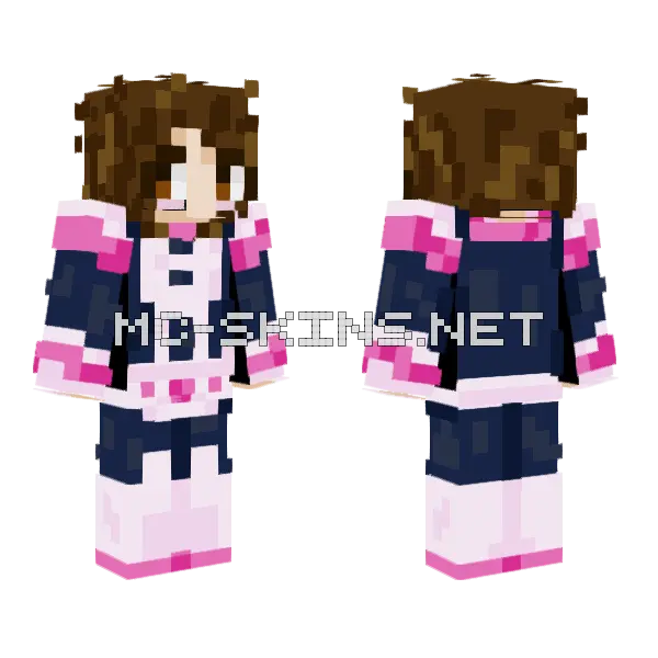 Uraraka In Uniform Minecraft skin, front and back