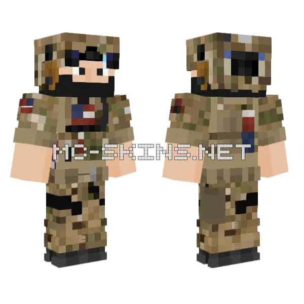 US Army 75th Ranger Regiment Balaclava Minecraft skin, front and back