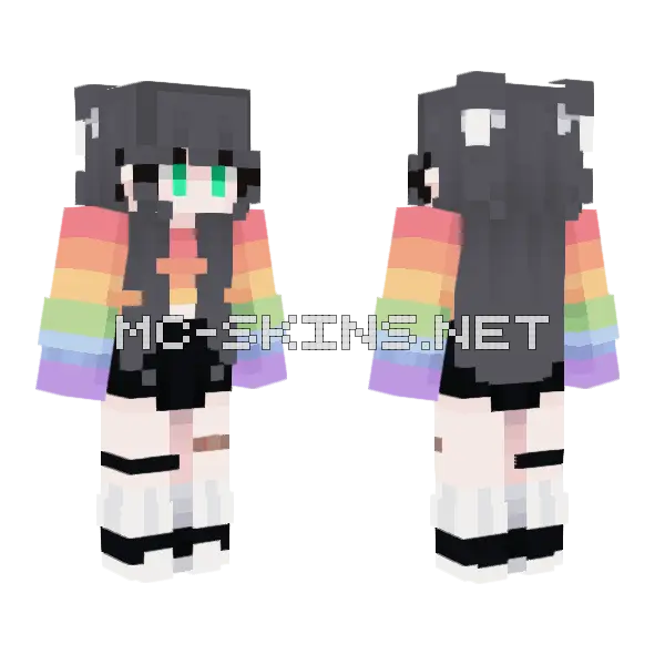 Uwu Rainbow Skin Minecraft skin, front and back