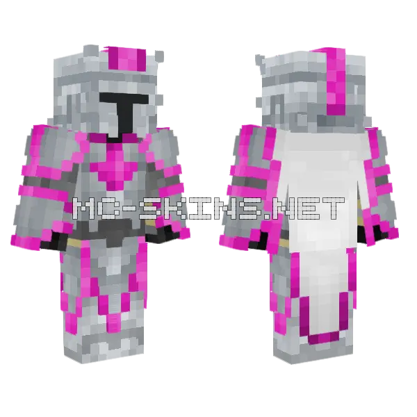 V Elora Pink Helmet Minecraft skin, front and back