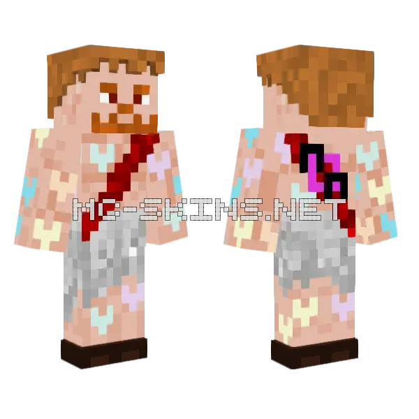 Valentines Day Aqual Minecraft skin, front and back