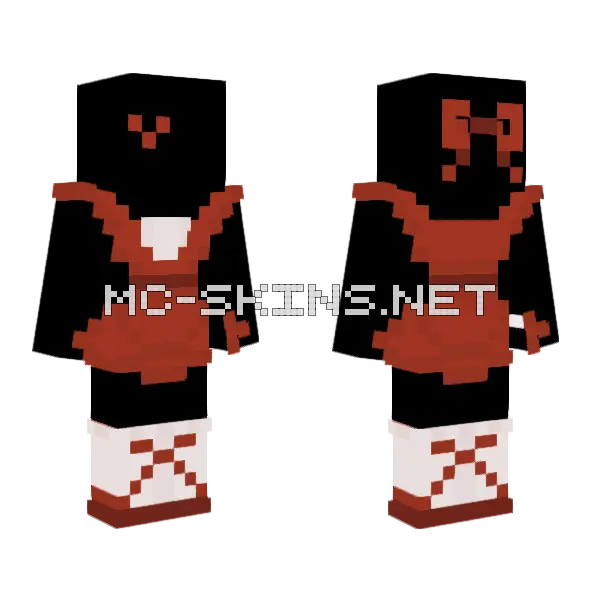 Valentines Dress Darkred Minecraft skin, front and back