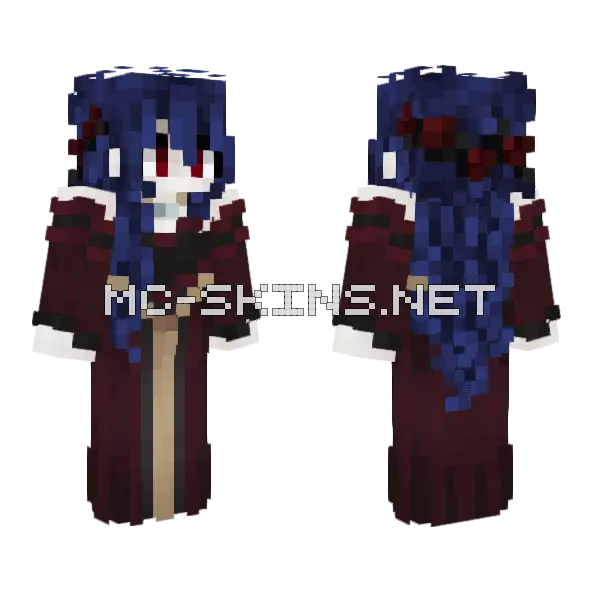 Vampire Queen Medieval Red Dress Minecraft skin, front and back