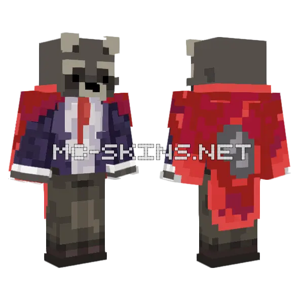 Vampire Raccoon Minecraft skin, front and back