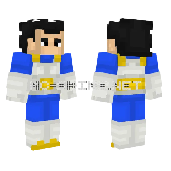 Vegeta Minecraft skin, front and back