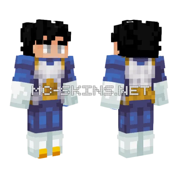 Vegeta Blue Minecraft skin, front and back