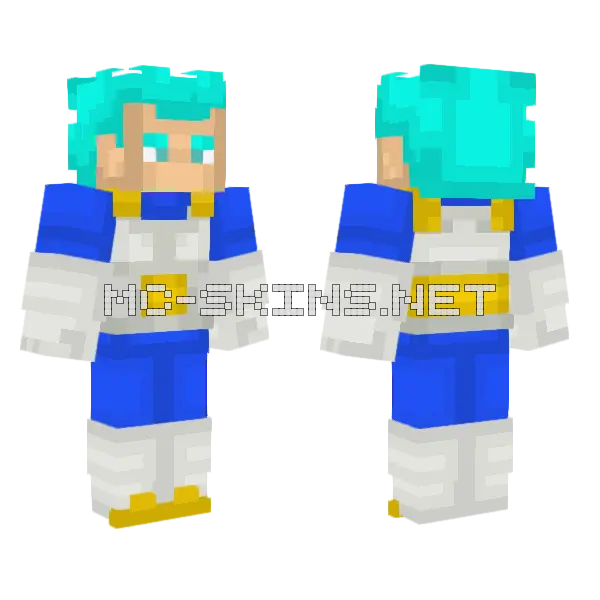Vegeta Blue Minecraft skin, front and back