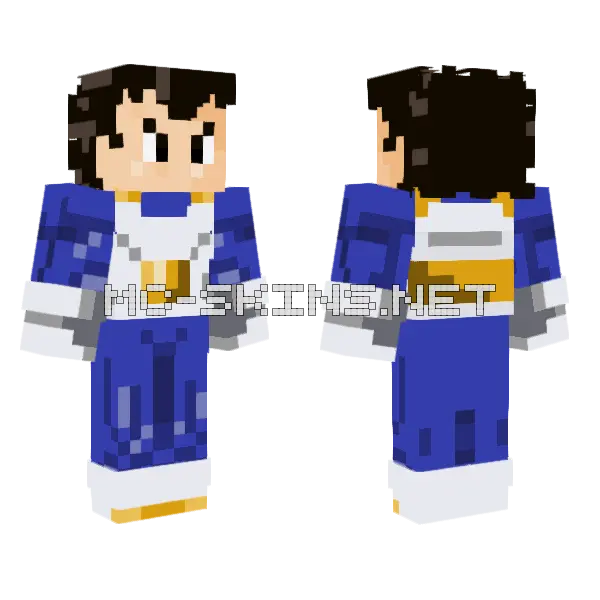 Vegeta Blue Outfit Minecraft skin, front and back