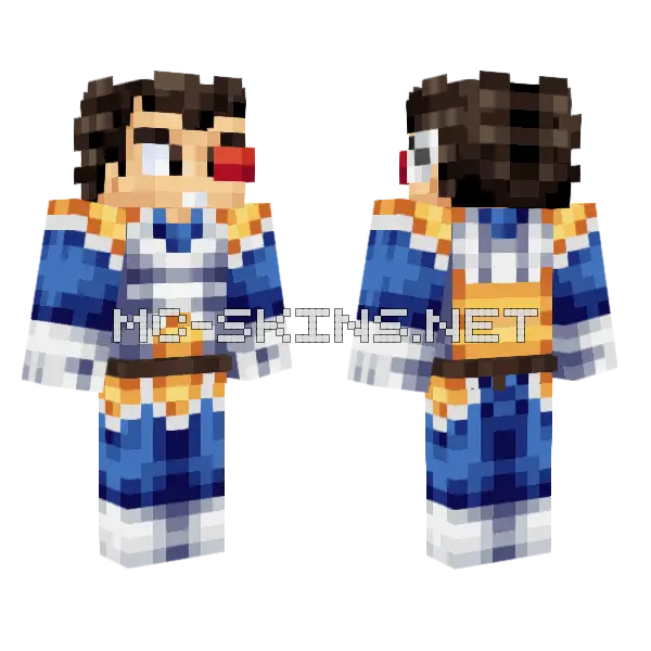 Vegeta Saga Saiyajin Scouter Minecraft skin, front and back