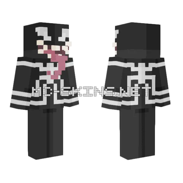 Venom V2 Minecraft skin, front and back