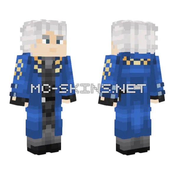 Vergil V3 Blue Coat Minecraft skin, front and back