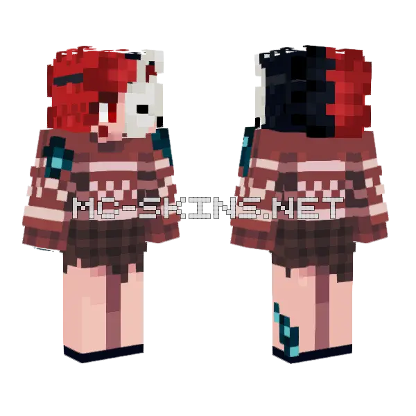 Vespervoo Red Outfit Minecraft skin, front and back