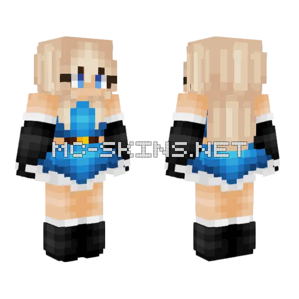 Vicky In Blue Xmas Dress Minecraft skin, front and back