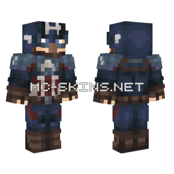 Villager Captain America Minecraft skin, front and back