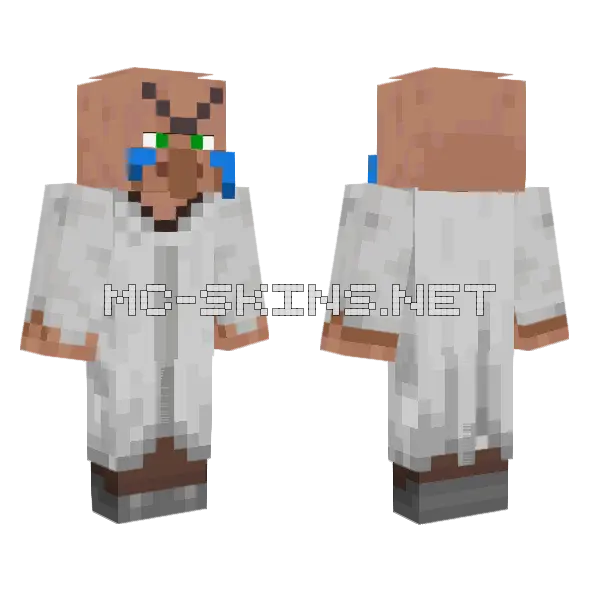 Villager Cry and Angry Minecraft skin, front and back