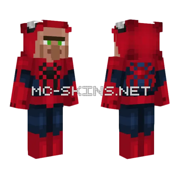 Villager Fan Of Spiderman Minecraft skin, front and back