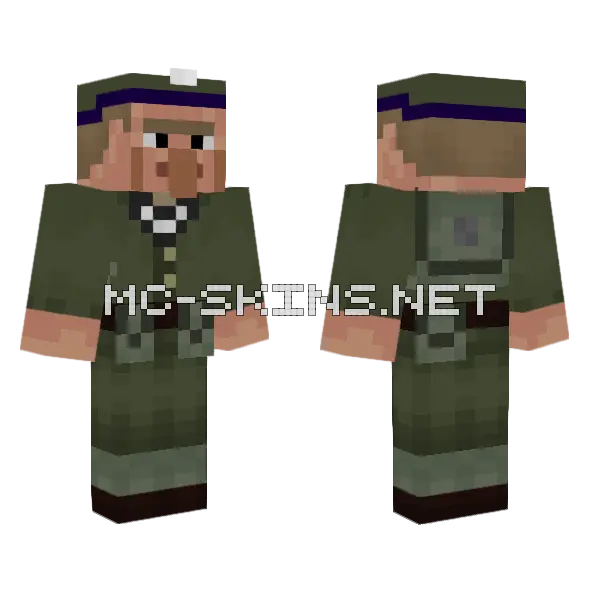 Villager General Minecraft skin, front and back