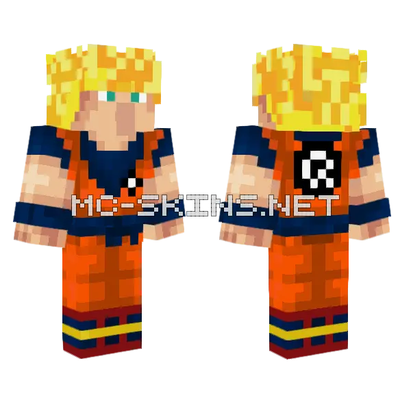 Villager Goku SSJ 1 Minecraft skin, front and back