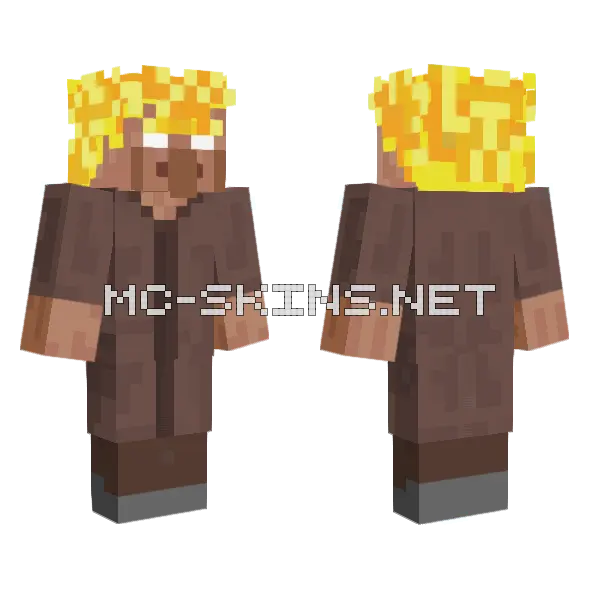 Villager SSJ Blue False Minecraft skin, front and back