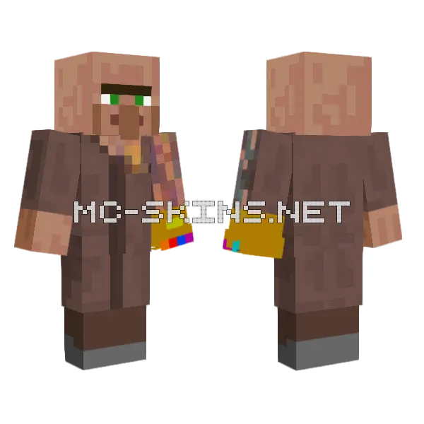 Villager With Infinity Gauntlet Minecraft skin, front and back
