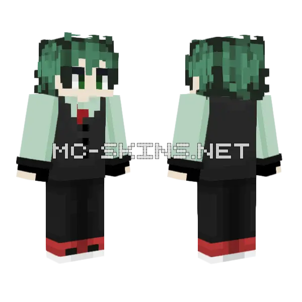 Villain Deku Edited Sleeves Minecraft skin, front and back