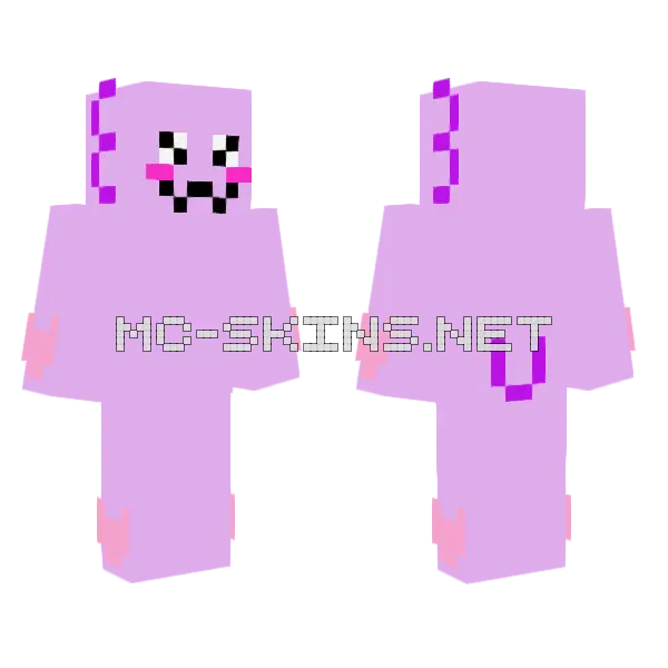 Violet The Axolotl Minecraft skin, front and back