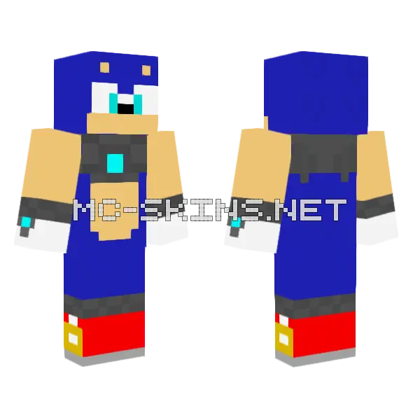 Virtual Hedgehog Blue Minecraft skin, front and back