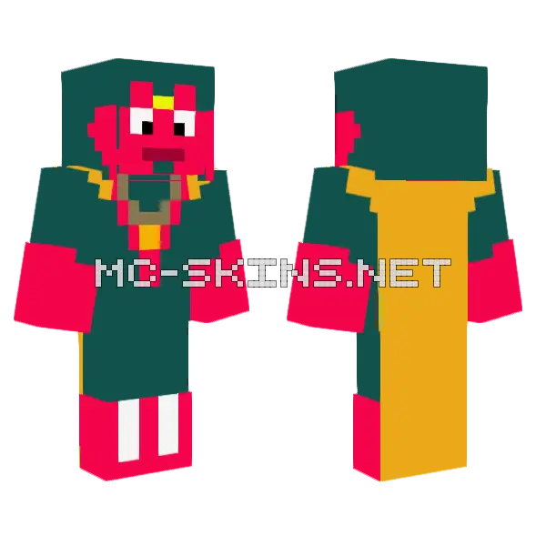 Vision Marvel Minecraft skin, front and back