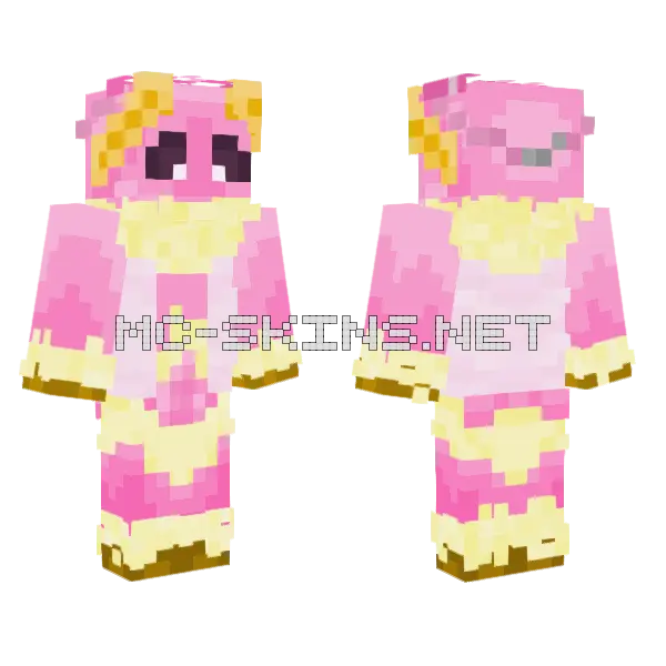 Vivefizzle Pink Cake Minecraft skin, front and back