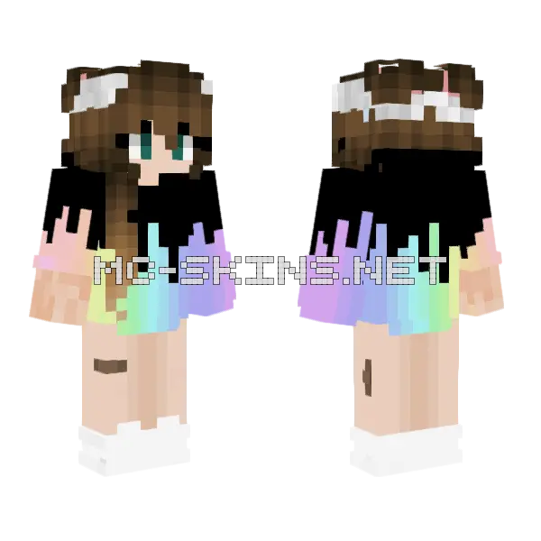 Viviantte Brown Hair Girl Minecraft skin, front and back