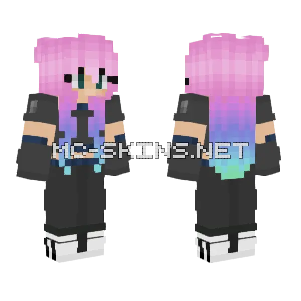 Viviantte Pink Hair Girl Minecraft skin, front and back