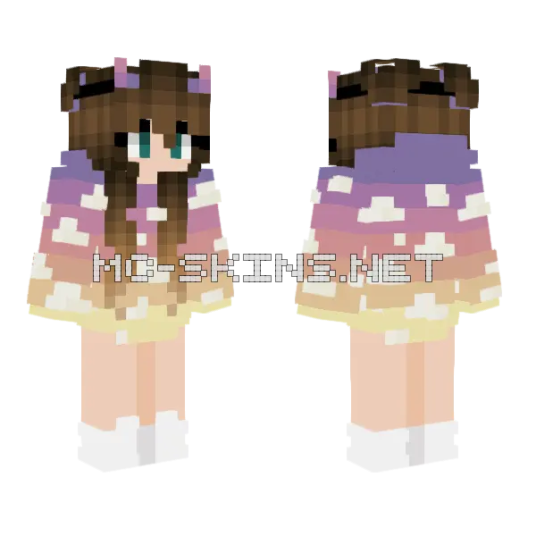Viviantte Sunset Clouds Minecraft skin, front and back