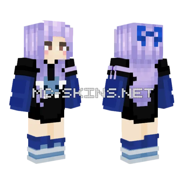 Vixella Blue Bats Minecraft skin, front and back