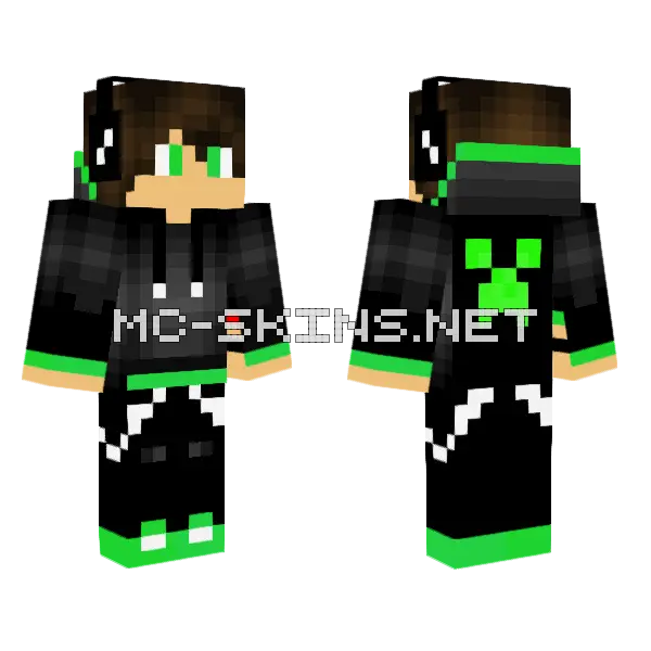 Vova Better Green Hoodie Minecraft skin, front and back