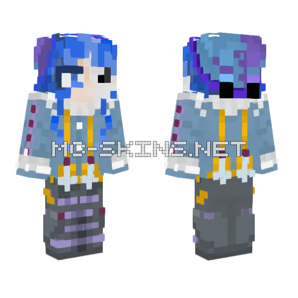 Vrcrdv Blue Bird Girl Minecraft skin, front and back