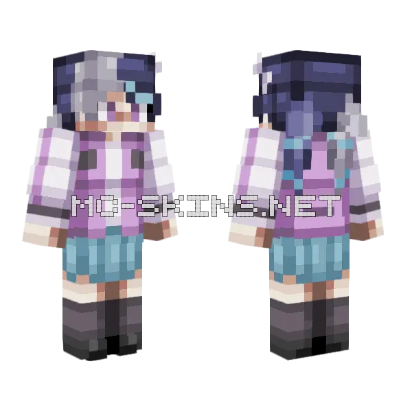 Vtuber August Hina Malina Minecraft skin, front and back