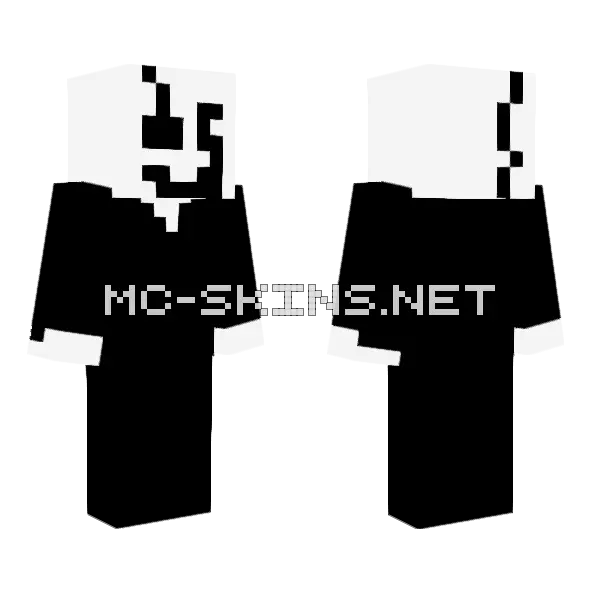 W D Gaster Minecraft skin, front and back