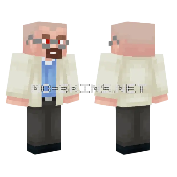 Walter White Laser Eyes Minecraft skin, front and back