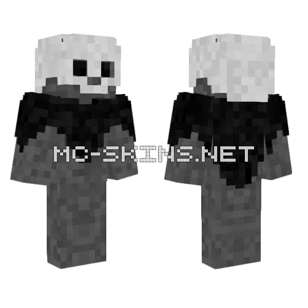 Wandering Skull Man 4 Pixel Arm Minecraft skin, front and back