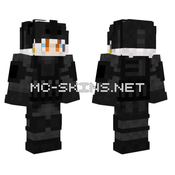 Warden Ashen Helmet Up Minecraft skin, front and back