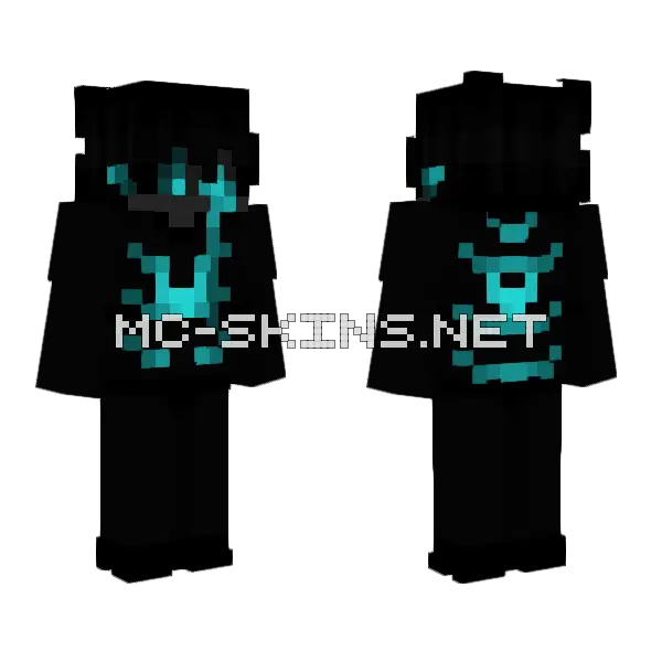 Warden Infestation Minecraft skin, front and back