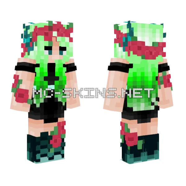 Warden Rose Fairy Minecraft skin, front and back