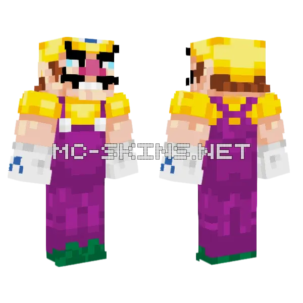 Wario Minecraft skin, front and back