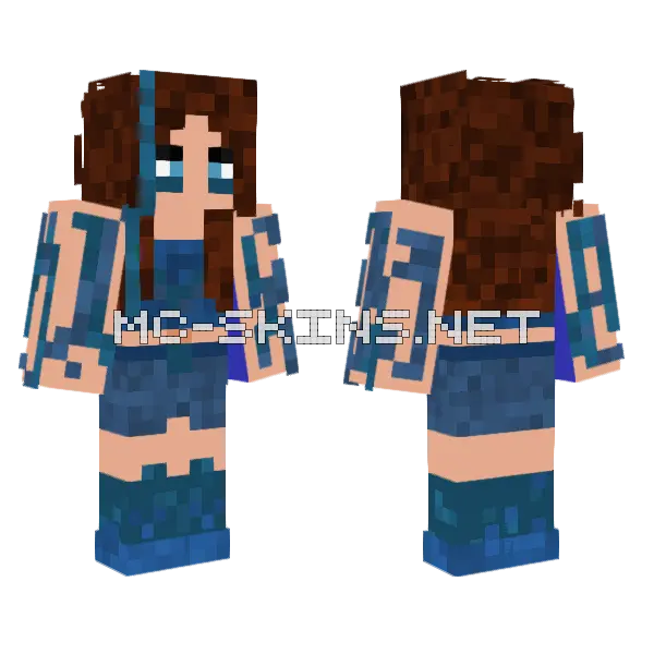 Warped Biome Girl Minecraft skin, front and back