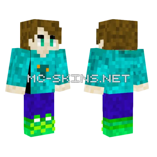 Warped Blue Green Outfit, front and back