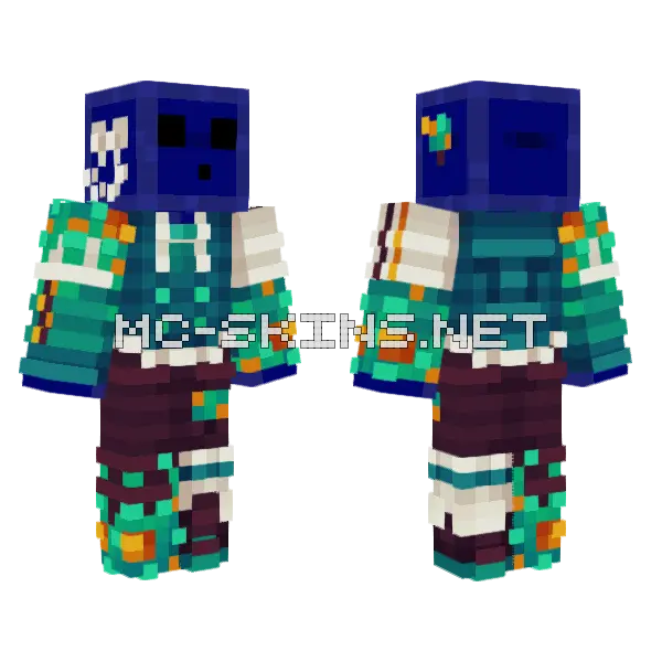 Warped Flower Frenzy Minecraft skin, front and back